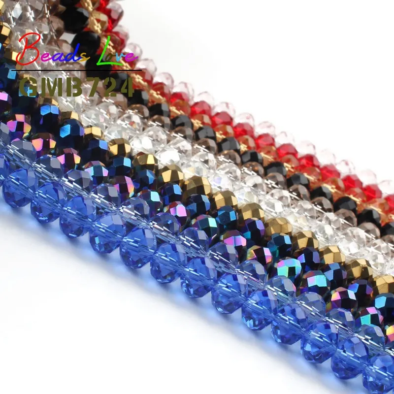 4-12MM Crystal Rondelle Beads Wheel Faceted Glass Spacer Beads for Needlework Jewelry Making Diy Bracelet Accessories Wholesale