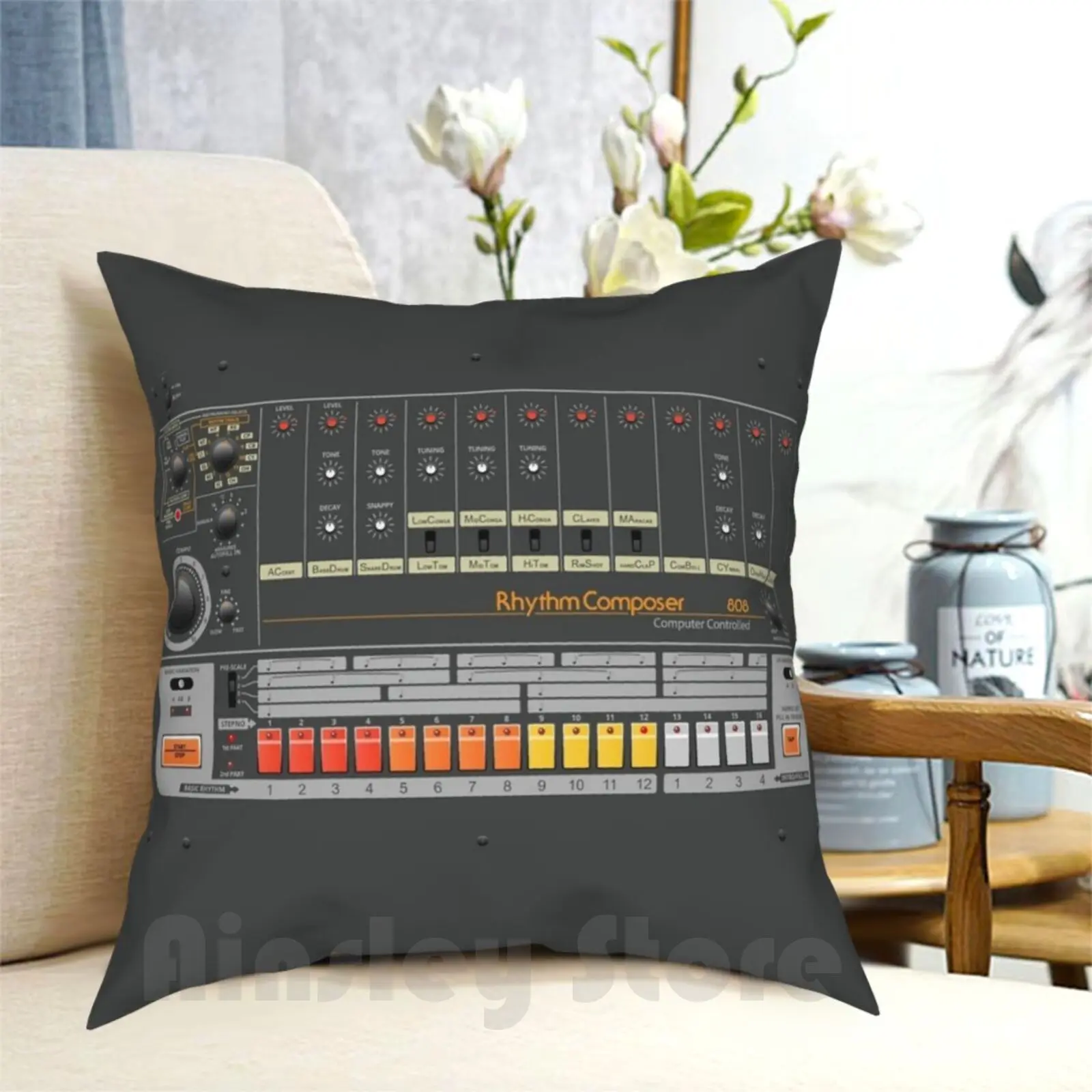 808 Analog Drum Machine Pillow Case Printed Home Soft DIY Pillow cover Tr 909 Drum Machine Vintage Synthesizer Music Synth