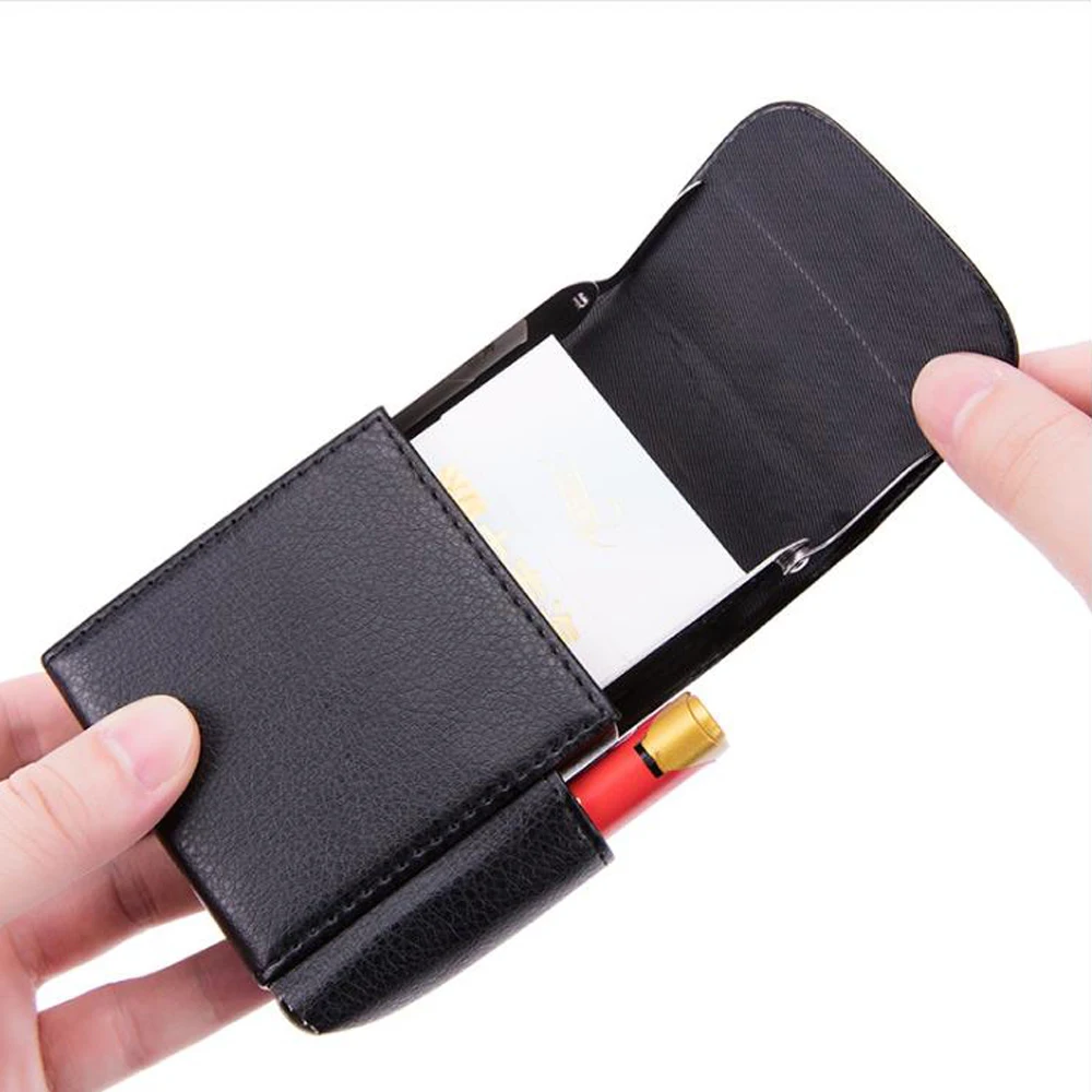 Cigarette Box Lighter Holder PU Leather/Aluminum Smoker Smoke Tools Cigar Tobacco Case Container Men Smoking Supplies Gifts