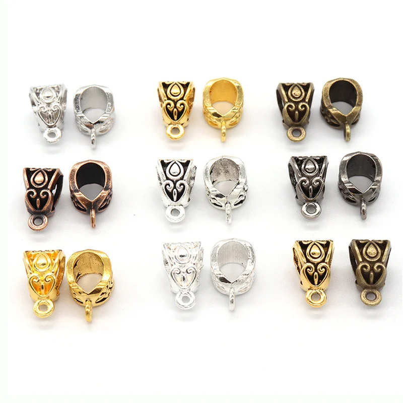 20PCS Beads Bails Connector Charms Pendants Jewelry Findings Making Accessory DIY Necklace Multicolor Big Hole Beads Bails