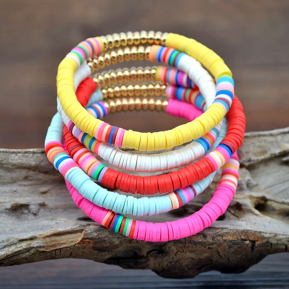 Flat Round 4/6mm Polymer Clay Chip Disk Loose Spacer Slices Beads for DIY Necklace Boho Bracelet Jewelry Findings Making 15inch image 5