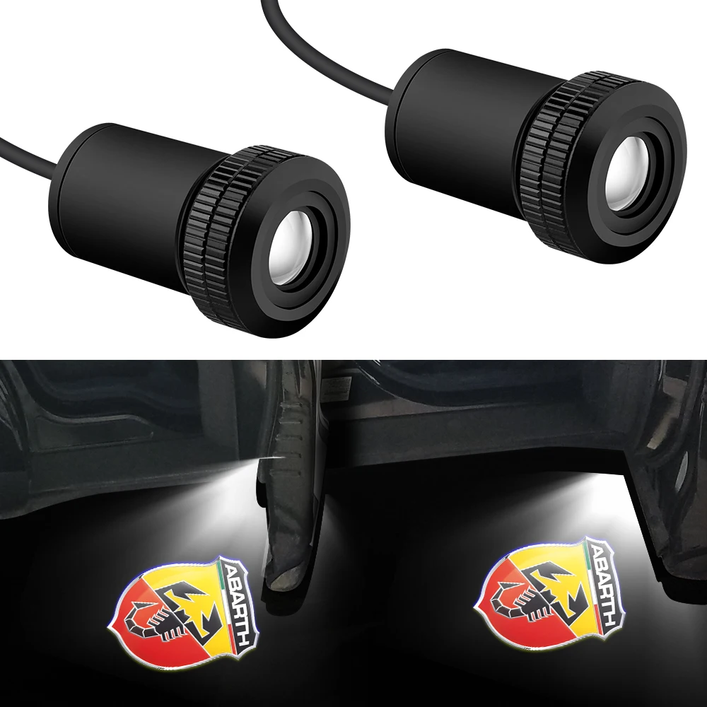 For ABARTH Courtesy Light ABARTH Car Door Light 2pcs/lot LED Shadow Logo Projector Light For Abarth Punto Stilo Car Style