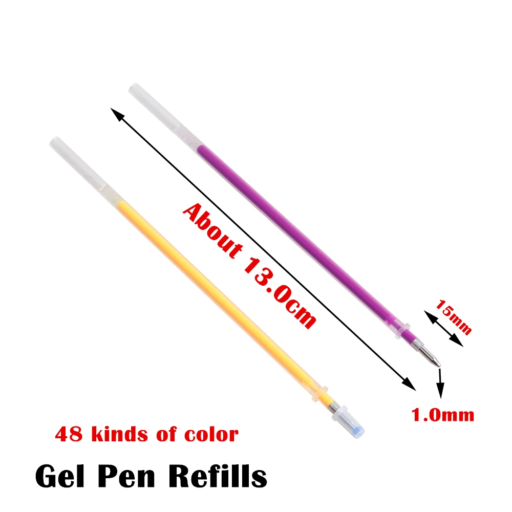 GENKKY 1.0mm Colorful Gel Pen Fluorescent Refills Color Cartridge Flash Pen Smooth Ink Painting Graffiti Pens Student Stationery