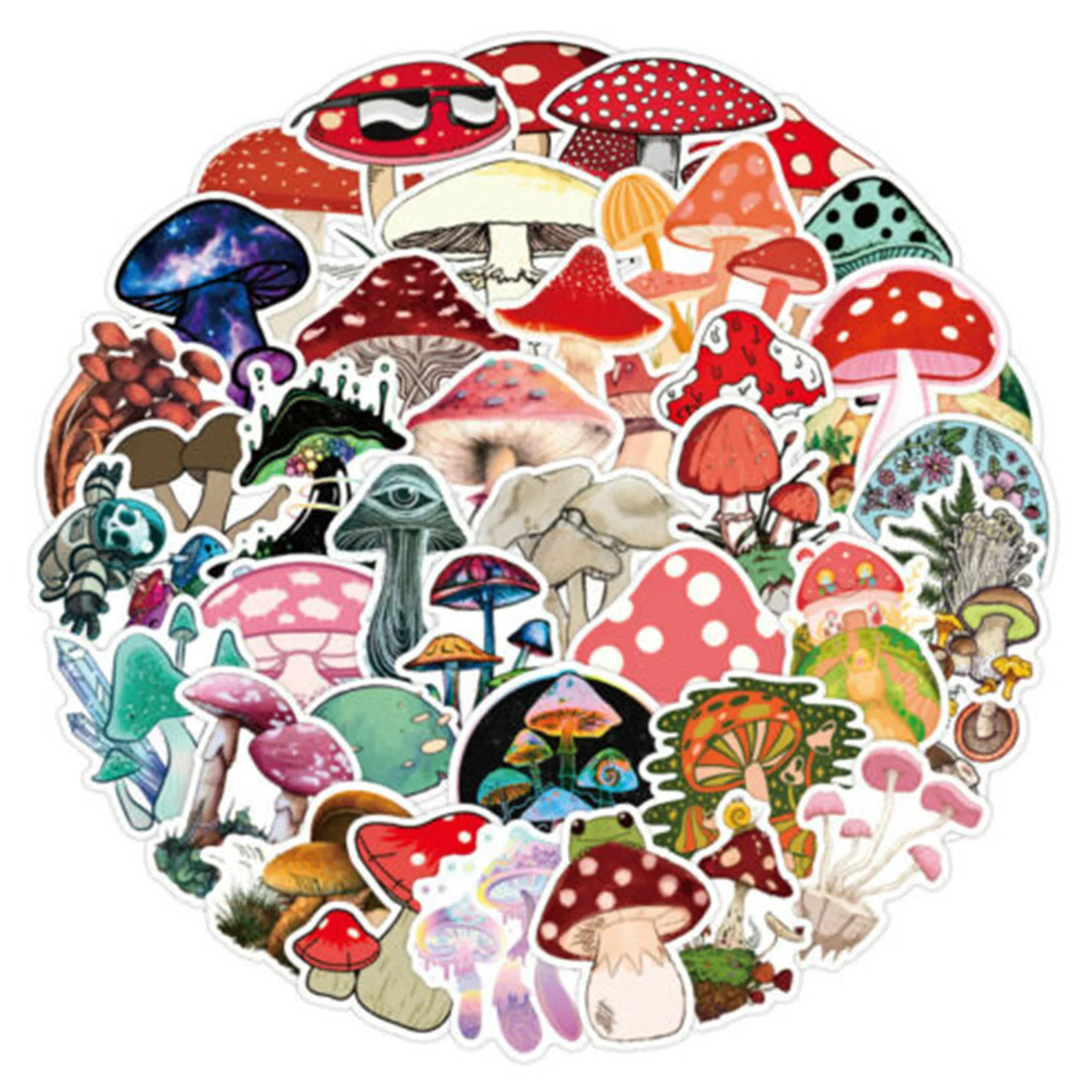 50Pcsน่ารักพืชเห็ดสติกเกอร์สำหรับแล็ปท็อปสเก็ตบอร์ดหมวกนิรภัยกระเป๋าผนังDiy