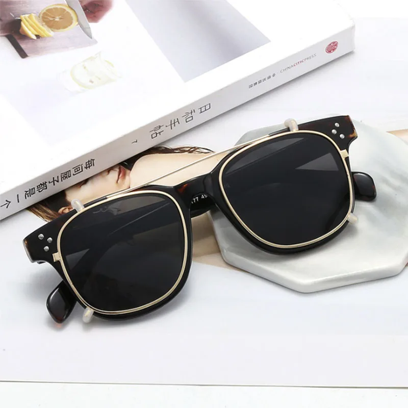 SHAUNA Retro Square Steampunk Women Polarized Sunglasses Fashion Removable Separable Lens Eyeglasses UV400