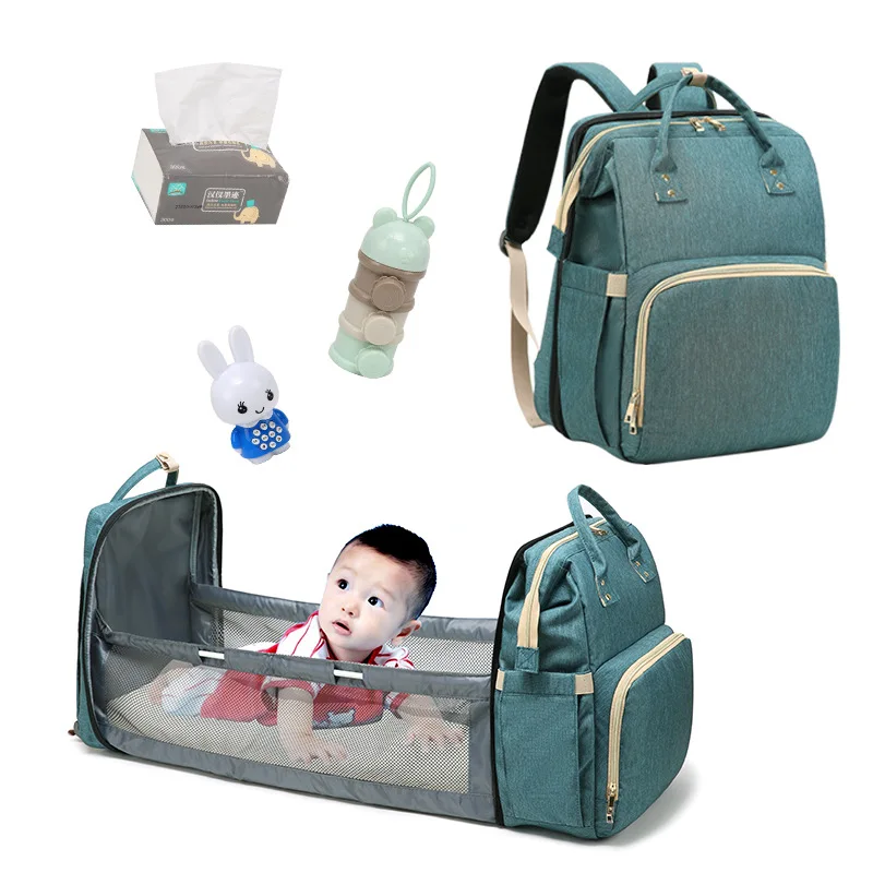 Mummy Maternity Nappy Bag Large Capacity Portable Folding Travel Beds Baby Stuff Mommy Bag Women Outdoor Stroller Backpack