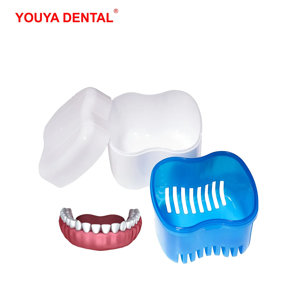 Container For Dentures Dental Denture Box False Teeth Tooth Box Storage Case Bath Artificial Teeth Organizer With Net  Appliance