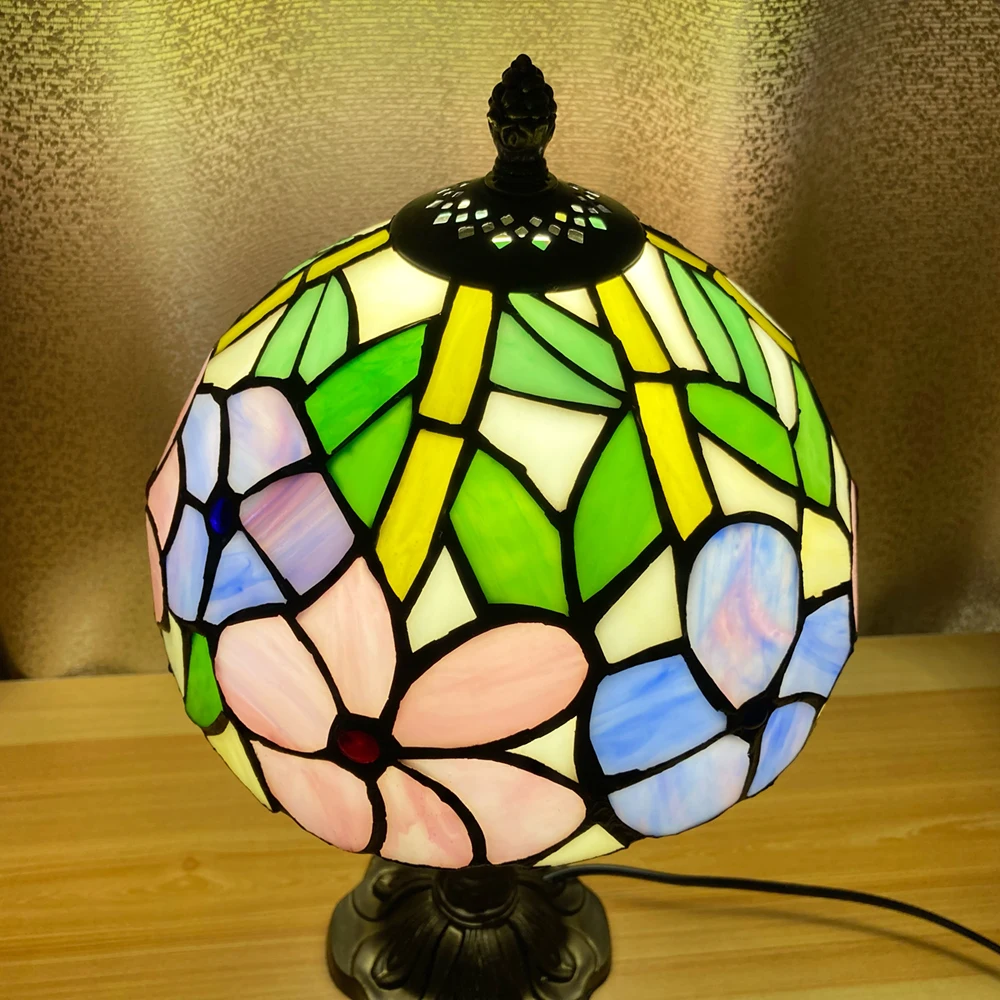 

Tiffany Desktop Decoration Light Mediterranean Creativity Handmade Stained Glass Table Lamp E27 LED Bedroom Night light