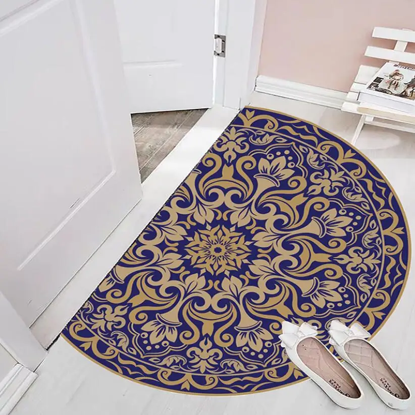 Flannel Anti-Slip Doormat Floor Carpet Entrance Front Door Floor Rugs Absorbent Bathroom Door Mat Semicircle Scrape Entrance Mat