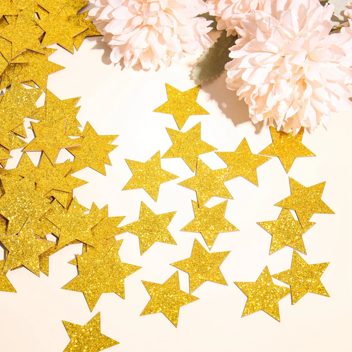 

100pcs Gold Silver Five-pointed Star Confetti Card Paper Birthday Party Baby Shower Decoration DIY Wedding Heart Card For Home