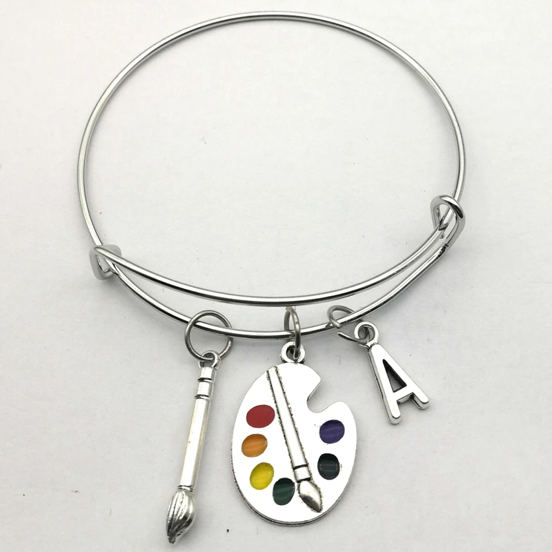 2020 New Painter Palette Oval Tool Brush Colors Bracelet Draw Letter A-Z Entrepreneurial Bracelet Personalizeds Gift for Painter