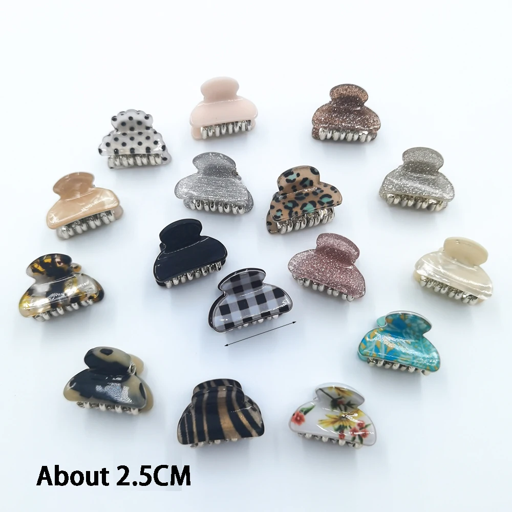 6PCS/Set Acrylic Dot Small Hair Clips Clamp Print Mini Cute Crab Claw Women Girls Barrette Hairpin Catch Clip Hair Accessories