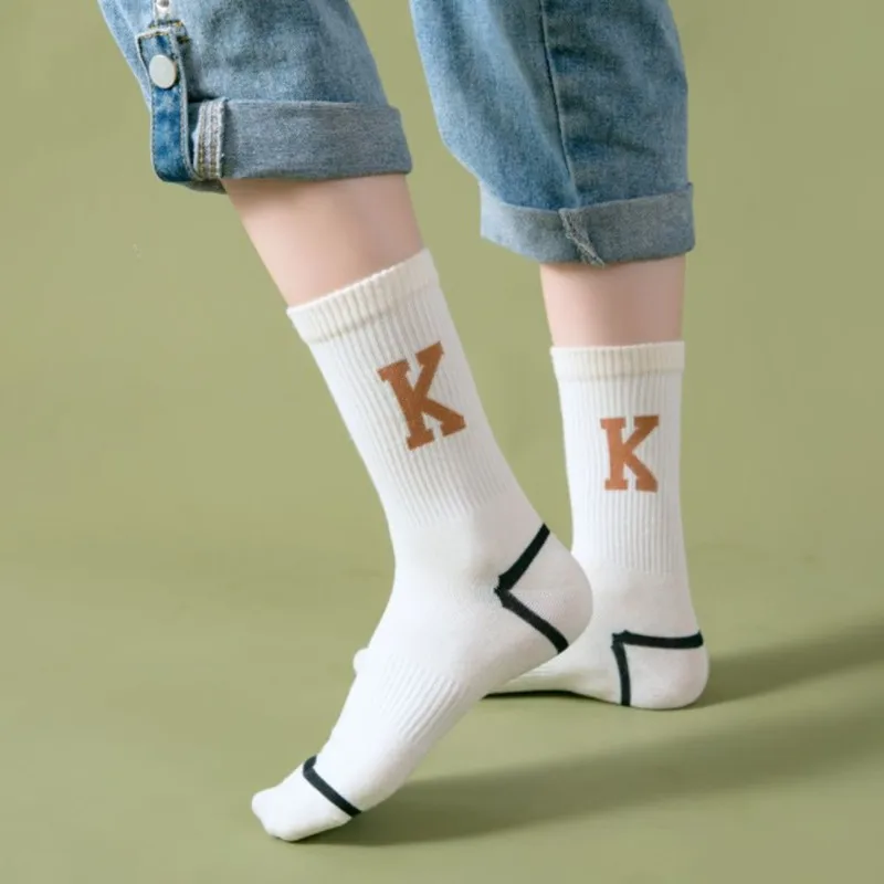 1 Pairs High Tube Street Trend Letter High Elastic Socks European and American Fashion Socks Breathable Comfortable Cotton Socks