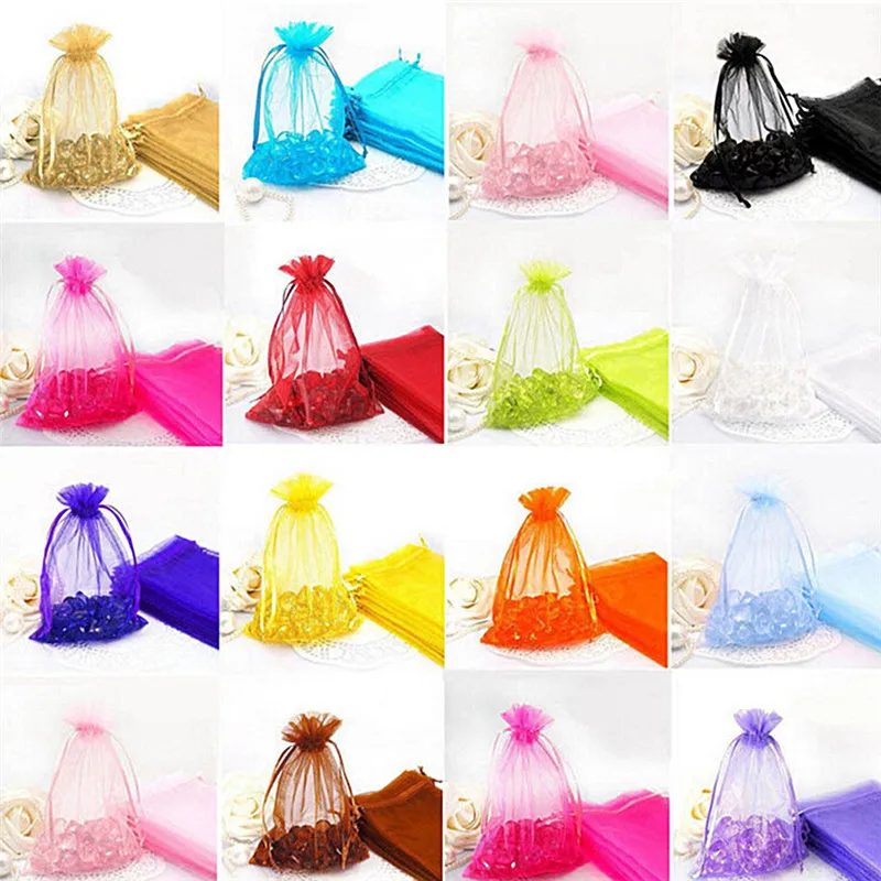 50pc Organza Bags Jewelry Candy Bag Wedding Favors Bags Mesh Gift Pouches