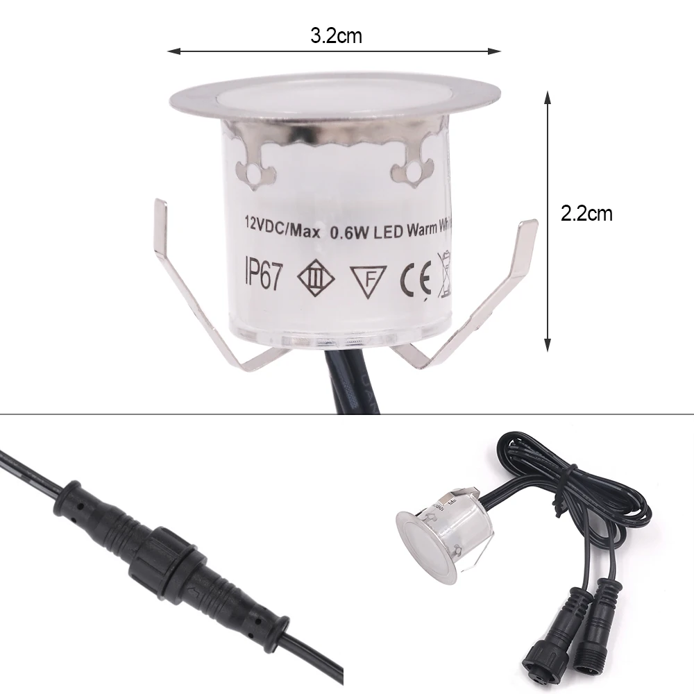 정원 조경 데크 조명, LED 스포트라이트, 지하 램프, 방수 IP67, EU, US, UK, AU 키트, 1 10/16, 12V