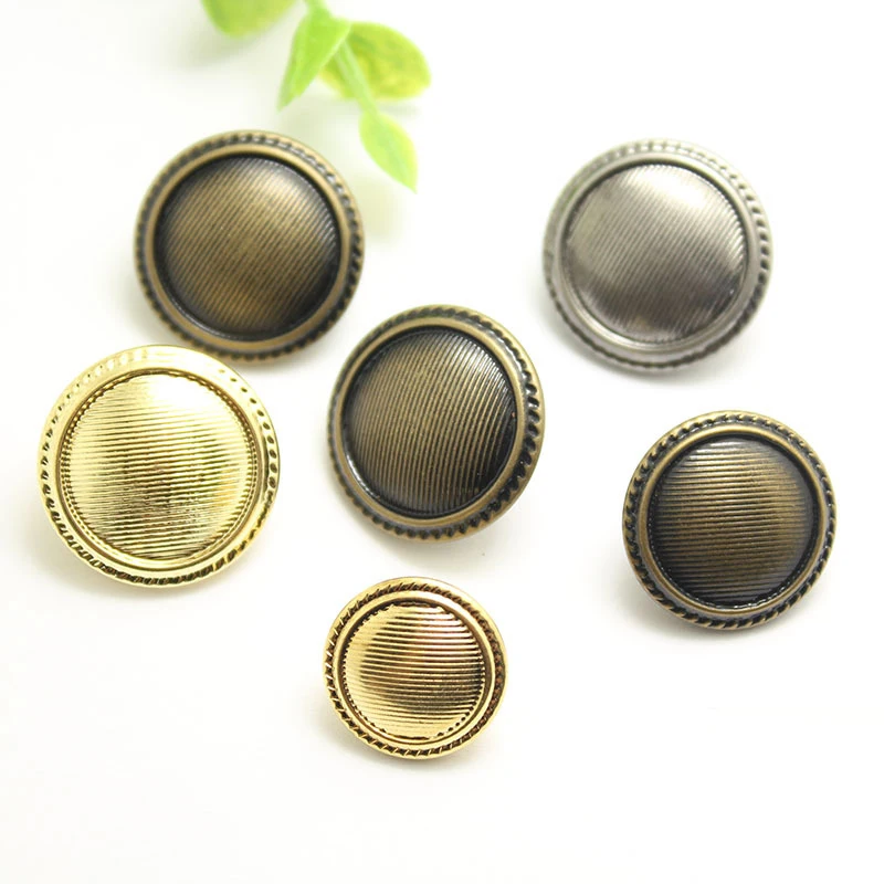 10PCS Striped Leather Buttons Spot Men\'s and Women\'s Windbreaker Metal Buttons Coat Button Ancient Silver Bronze Gold 15-25mm