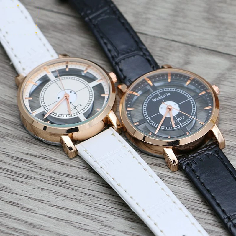 UTHAI CE97 Double-sided Hollow Transparent Chassis Watch Casual Personality Belt Quartz Watch