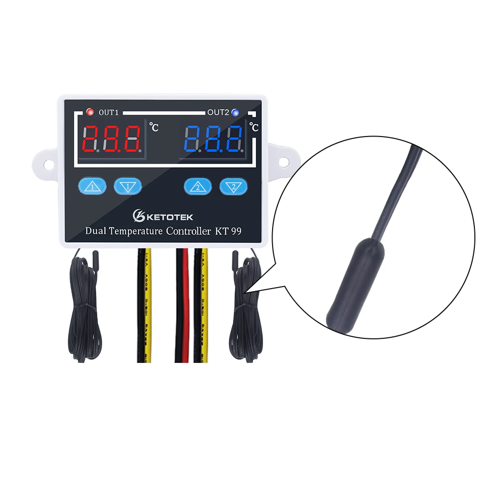 Digital Thermostat Regulator KT99 10A Direct Output Temperature Controller LED Display Heating Cooling Control Switch