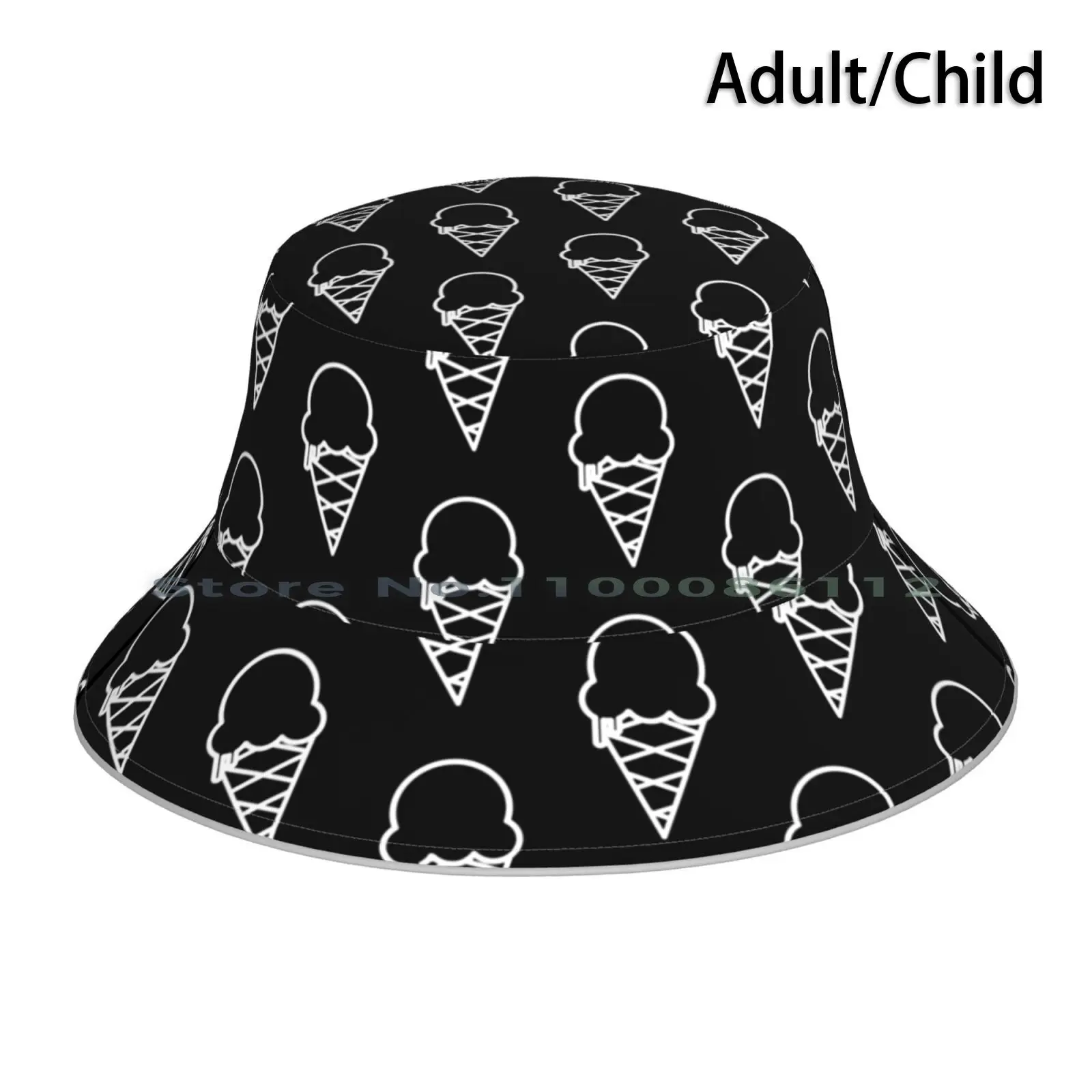 Ice Cream Cone-One Scoop Pls! Bucket Hat Sun Cap Ice Cream Logo Ice Cream Icon Ice Cream Cone Melty Ice Cream Melting Ice Cream