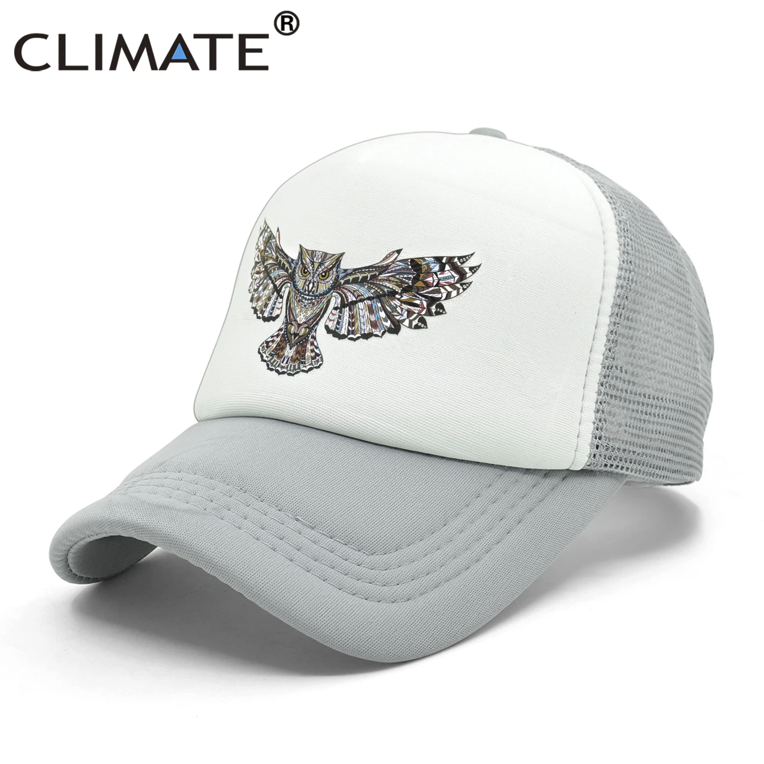 CLIMATE Owl Owlet Trucker Cap Cool Forest Night Owl Cap Men Dark Owl Hunt Animal Hip Hop Hat Cap Cool Summer Mesh Cap Adult Kid