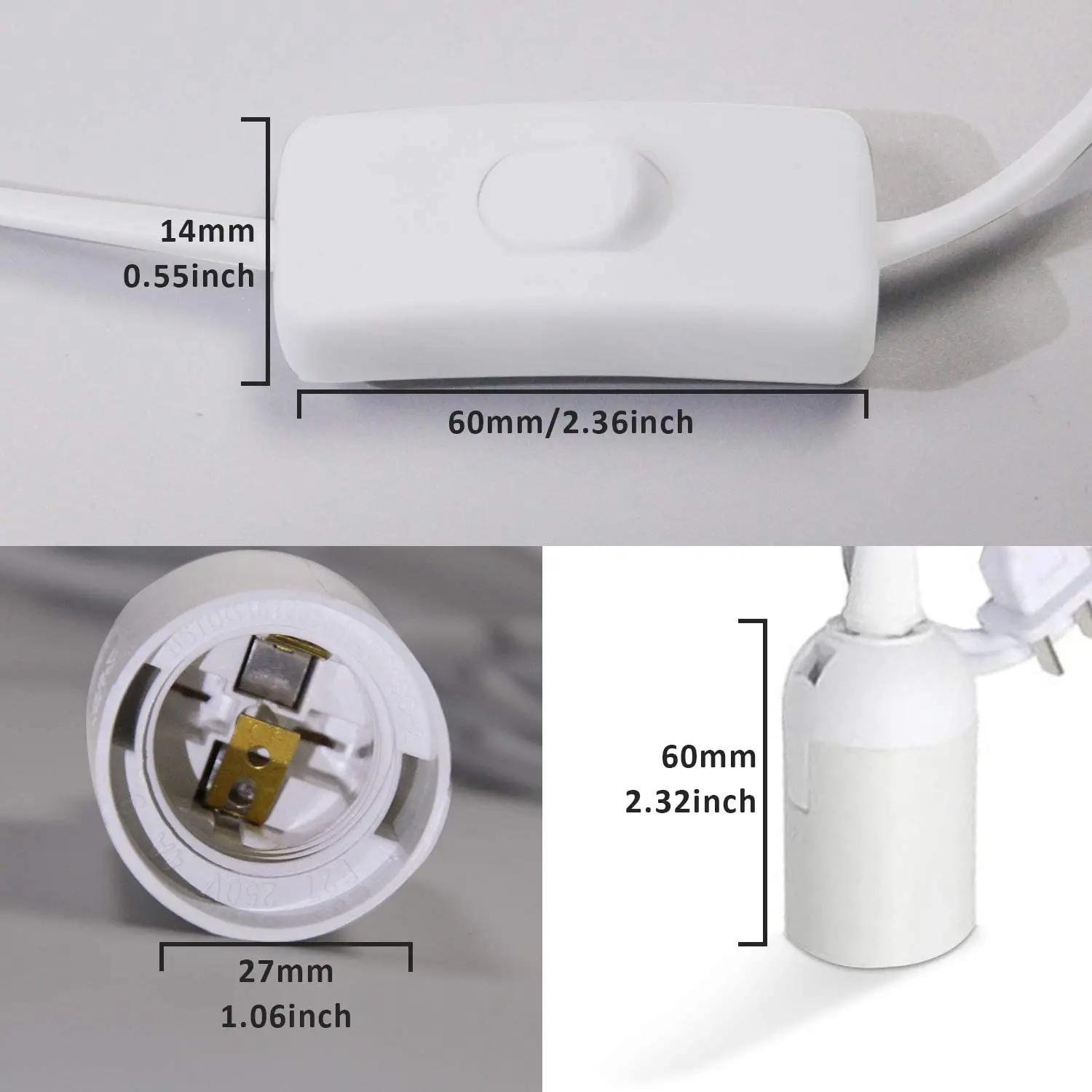 EU US Plug 1.8m Power Cord Cables E27 Lamp Base Holder With Switch Wire For Pendant Led Bulbs Fixture Hanglamp Suspension Socket