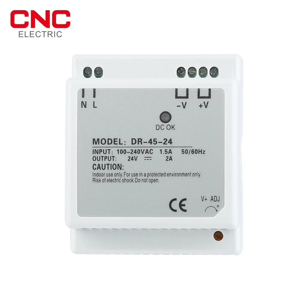 

CNC DR-45-24 Single Output DIN Rail Power Supply 24v Voltage Transformer LED Display 45W