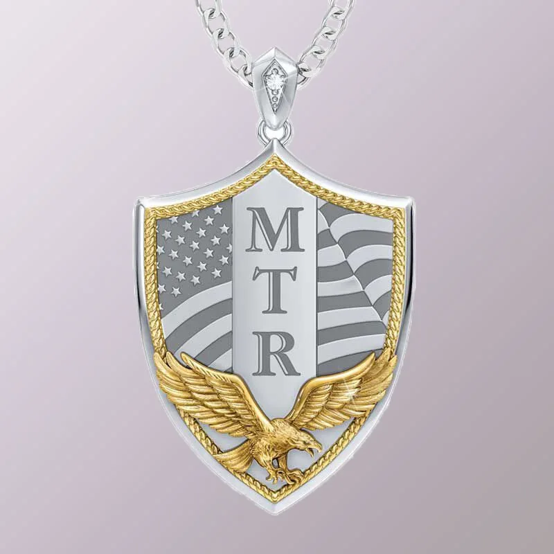 2024 Golden Eagle Shield Men's Necklace Pendant Collar Necklace Joyero Gold Jeweler Gothic Accessories Custom Name Necklace