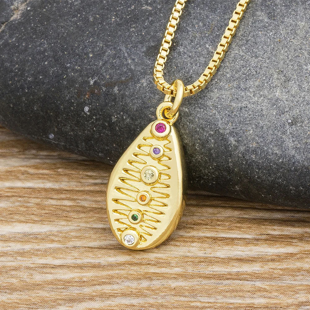 AIBEF Flytrap Shape Colorful Rhinestone Pendant Copper Zircon Necklace Women Gold Plated Charm Chain Jewelry Unisex Unusual Gift