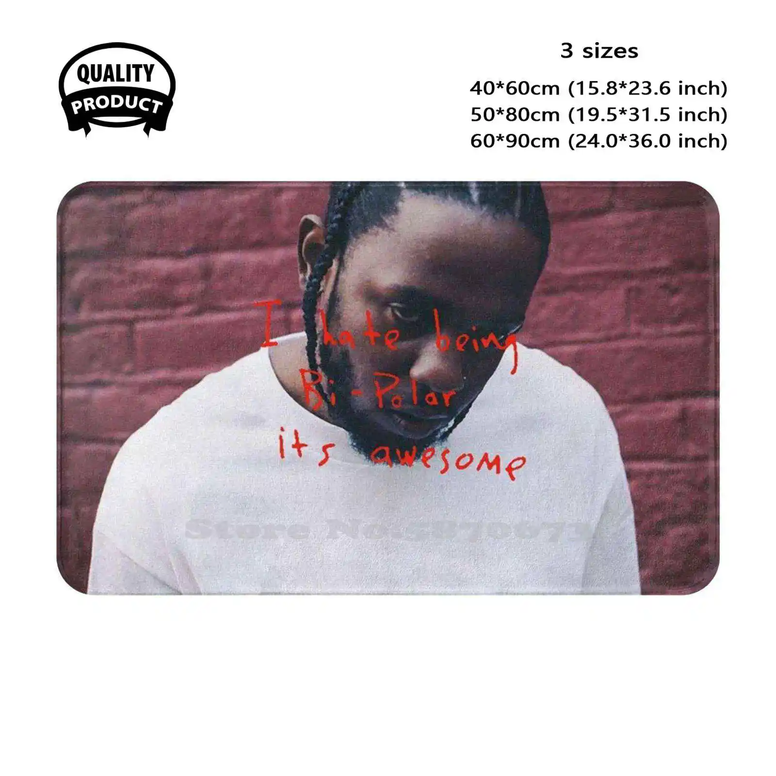 Kendrick X Kanye | Ye X Damn No.2 ( I Hate Being Bi - Polar Its Awesome ) Soft Cushion Home Carpet Door Mat Car Rug Kendrick