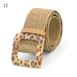 Sommer Khaki Braun Weibliche Gürtel Holz Schnalle Kleid Jeans Gürtel Leopard Schlange Gedruckt Schnalle Stroh Breite Gürtel Für Frauen Bohe gürtel