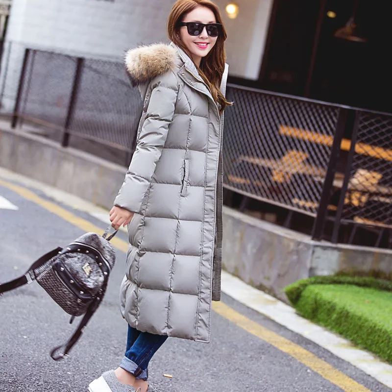 Down Women Jacket Winter Long Down Coat Female Large Fur Hooded Warm Clothes Thick Slim Jackets Ladies Clothing k-5034