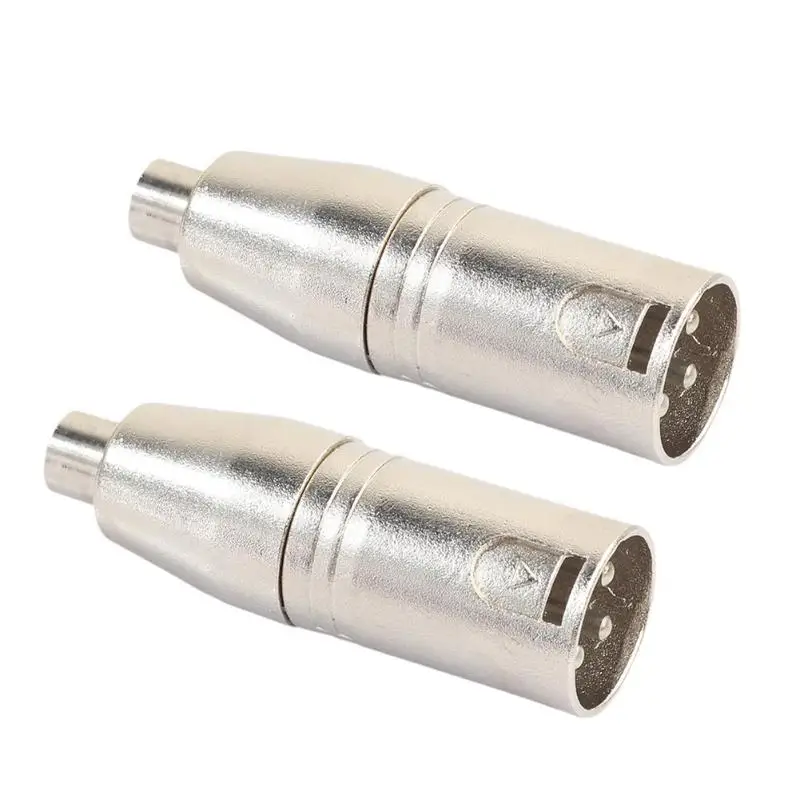 2pcs Metal XLR 3 Pin Male to RCA Female Audio Jack Adapter Plug Connector for audio  connection of audio equipment