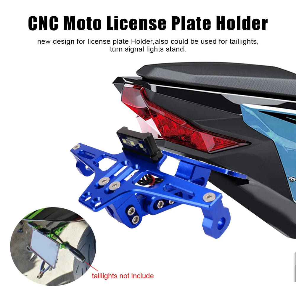 Moto Accessories Motorcycle License Number Plate Holder Frame CNC Aluminum Turn Signal Light Bracket Universal