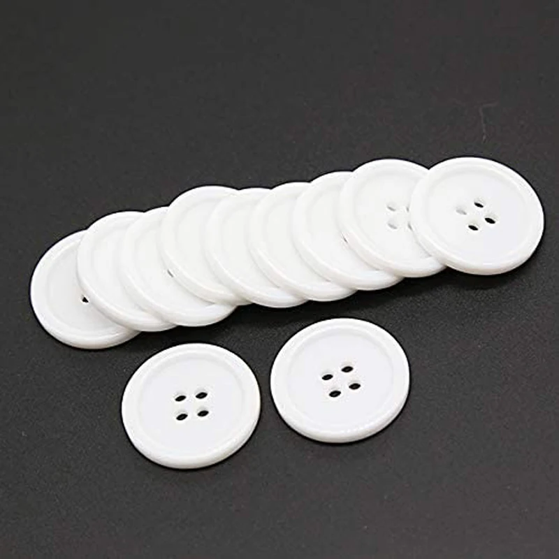 1 Inch Resin Black and White Buttons 25mm Sewing Flatback Button Black Colored Pack of 50