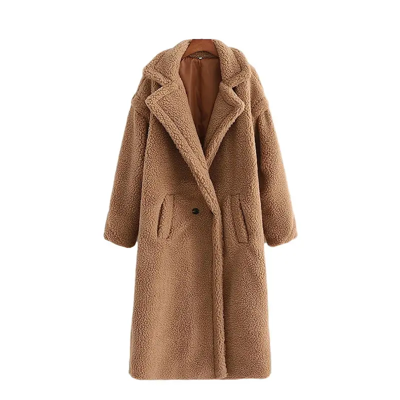 Autumn And Winter New 2020 Women's Fashion Imitation Lamb Wool Long Coat Thick Thermal Insulation Jacket