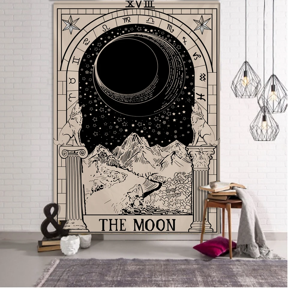 Tarot card psychedelic scene home decoration art tapestry hippie bohemian decoration divination wall hanging sheets