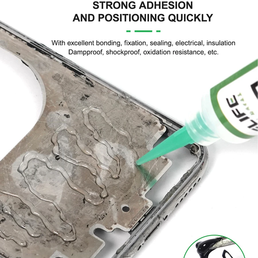 RELIFE PP Cấu Trúc Dính Phát Hiện Cho Điện Thoại Khung Viền Nắp Sau Chân Đế Liên Kết Đen Trong Suốt Có Keo Hộp Đựng