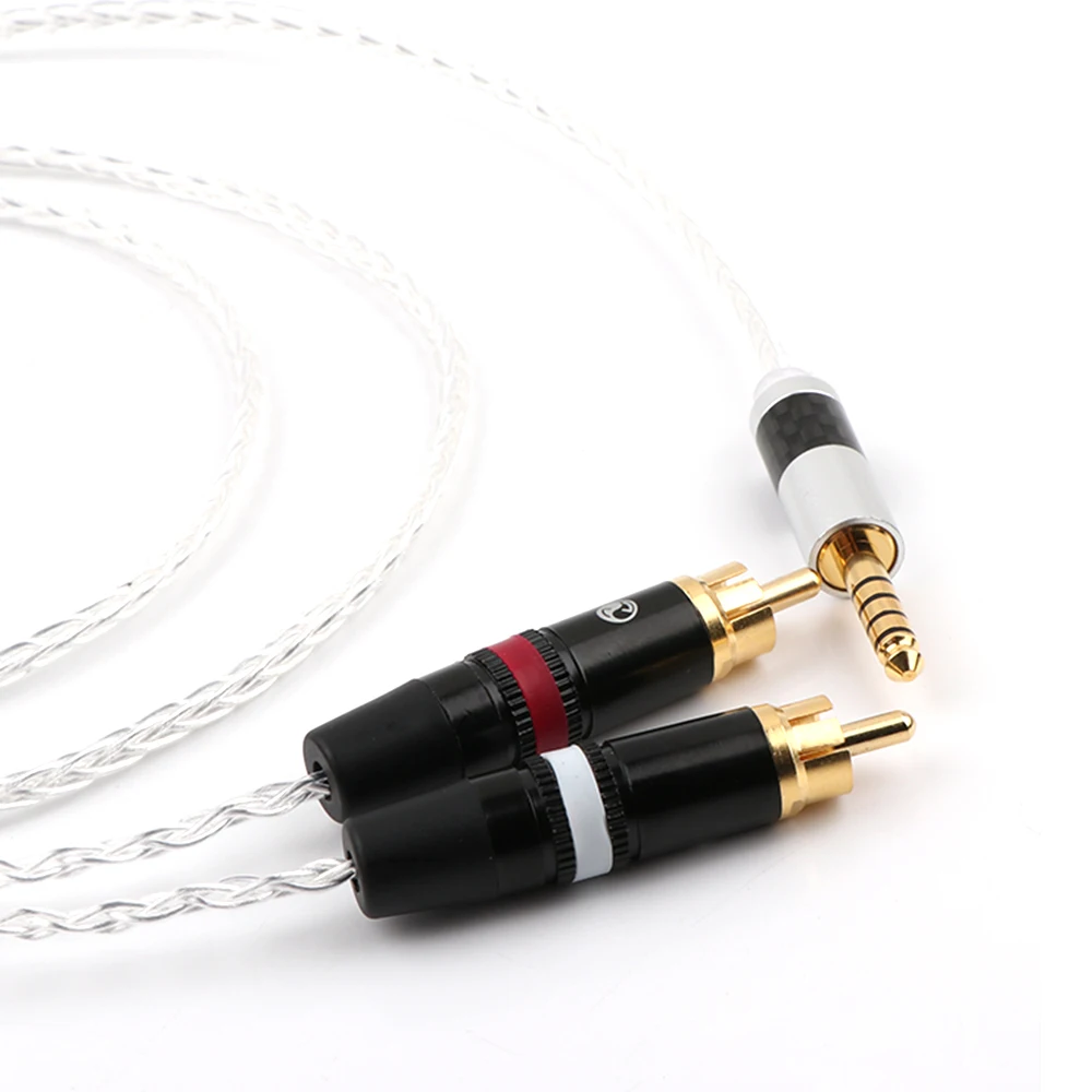 Preffair 2.5mm TRRS/4.4mm Balanced Male 3.5mm Jack to RCA Plug Aux Cable 8x1.0mm Silver Wire Headphone Amp