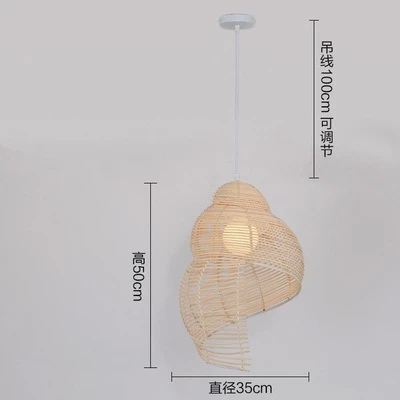 Bamboe hanglamp Creatieve geweven lamp Sea Snail Scandinavische verlichting hout E27 LED Studie woonkamer rieten kroonluchter armaturen