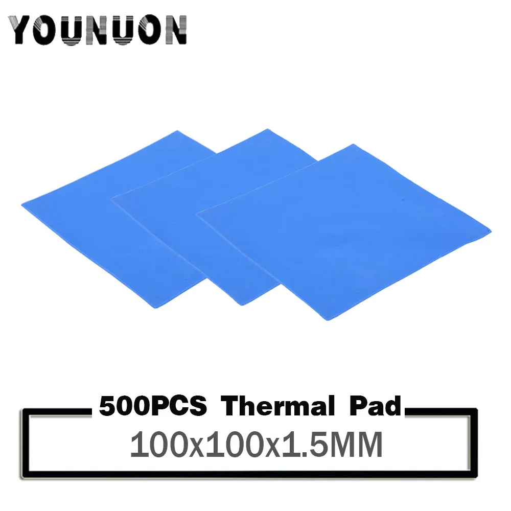 500PCS 100x100x1.5mm Heatsinks Pad Silicone Conductivity Thermal Pad 100x100x1.5mm Conductivity For LED GPU CPU Heatsink Cooling