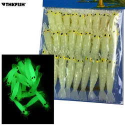 27 Pcs Shrimp Soft Fishing Lure 45mm 0.4g Grub Worm Bait Freshwater Lighting Glow Shrimp Lures for Ice Fishing