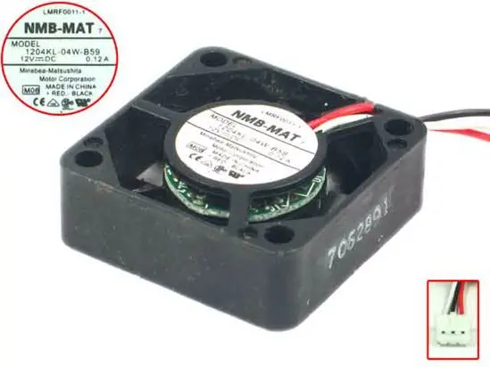 NMB-MAT 1204KL-04W-B59 L02 DC 12V 1.2A 3-Wire 30x30x10mm Server Cooling Fan