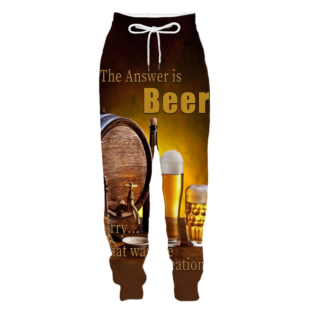 

New 3D Printing Beer Fashion Men Women Tracksuits Crewneck Hip Hop Pants Plus Size S-7XL Streetwear