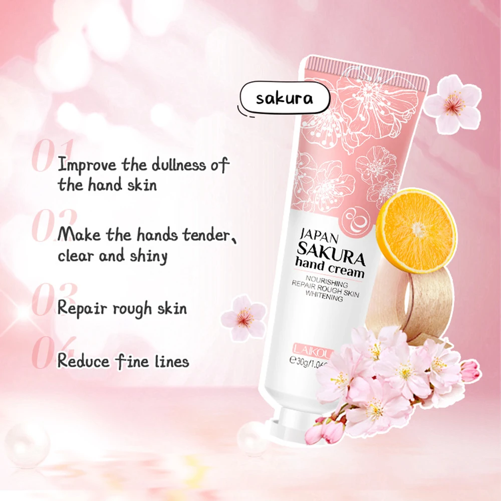 30g Cherry Blossom Hand Cream Moisturizing Anti Drying Anti Crack Smooth Improve Dullness Reduce Fine Lines Hand Care Cream