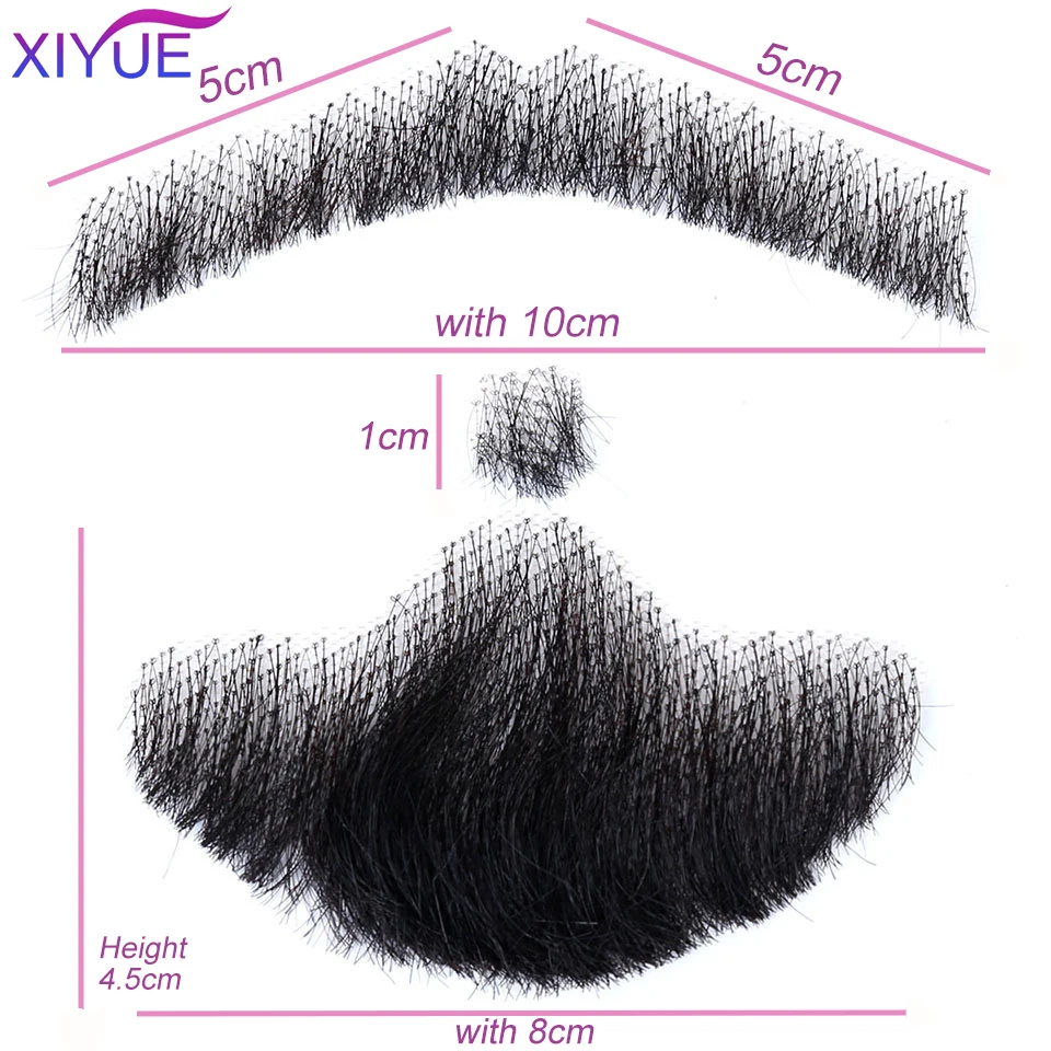 Handmade Real Hair Fake Beard and Moustache for Makeup and Party