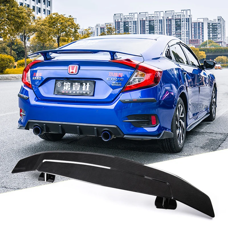 

Car Spoiler Universal Fit for E46 E90 E36 Corolla Civic ABS Material Carbon Fiber Racing Sedan Car Rear GT Wing black blank New