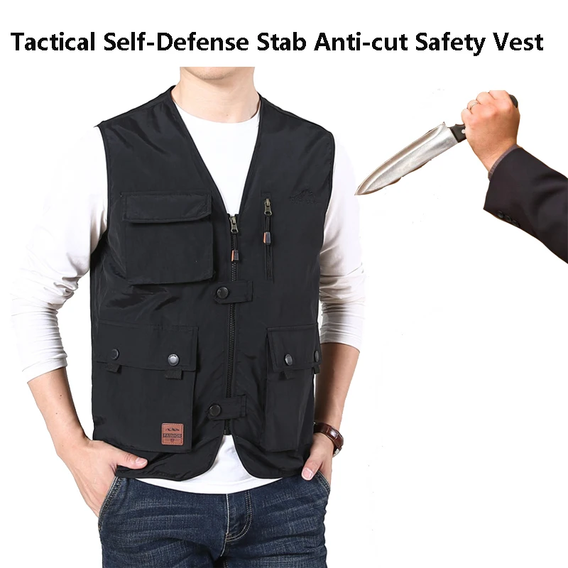 Breathable Anti-Cut Vests Flexible Stealth Outdoor Sports Self-Defense Tactical Safety Clothing Kogelvrij Multi Pocket-Vest