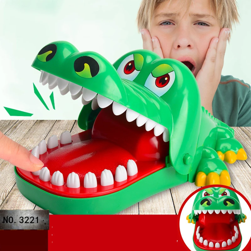 Brinquedo de mordida de dentes bucais para crianças e adultos, piadas práticas, morder crocodilo, jogo de dedo manual, truque de novidade, engraçado, brinquedos clássicos