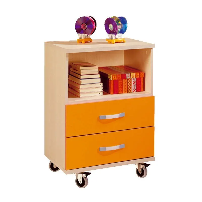 Children's sinfonier table with wheels 55x78 cm. Beech color with orange, children's table