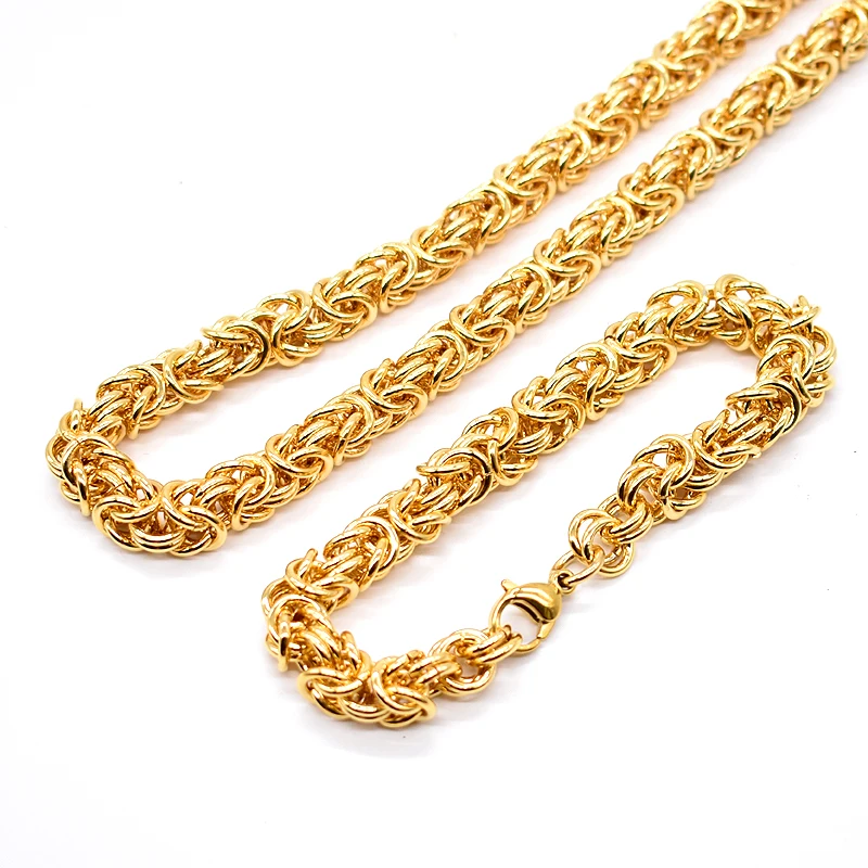 AMUMIU 9mm Chain Huge & Heavy Long Rope Link Necklace Bracelet Jewelry Set Men Women Hot Sale Wholesale HTZ173